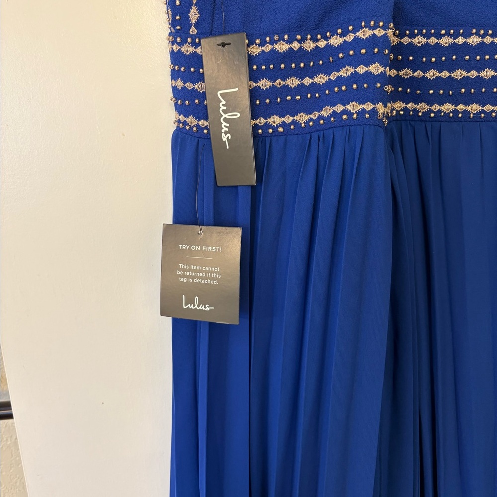 NWT Lulu's Royal Blue Beaded Maxi Dress - Picture 7 of 7